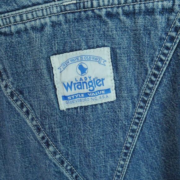 Lady Wrangler Medium Overall Shorts Shortalls Denim Bibs Carpenter Blue Bell - Picture 7 of 10